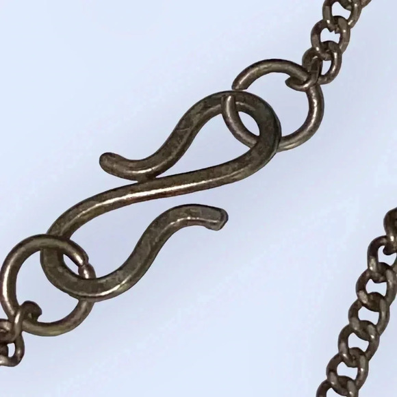 Vintage Large Silver Puffed Etched Heart Pendant with Curb Chain 24” - Picture 11 of 13